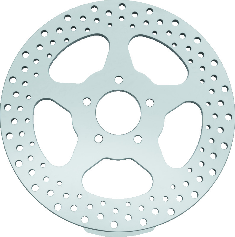 Bikers Choice 619973 - 00-17 Big Twin 11.5 Inch Polished Frt 5 Spoke Drilled Stnless Rotor Repl H-D 44156-00 Bikers Choice 619973 - 00-17 Big Twin 11.5 Inch Polished Frt 5 Spoke Drilled Stnless Rotor Repl H-D 44156-00