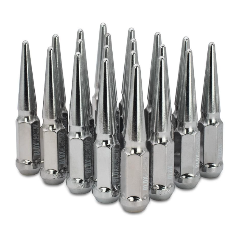 BLOX Racing BXAC-00150-20 - Racing Spike Forged Lug Nuts - Chrome 12 x 1.25mm - Set of 20