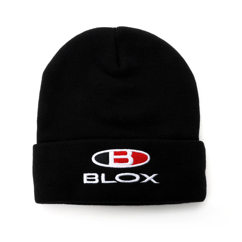 BLOX Racing BXAP-00126 - Racing Classic Beanie - Black w/ Stacked Logo