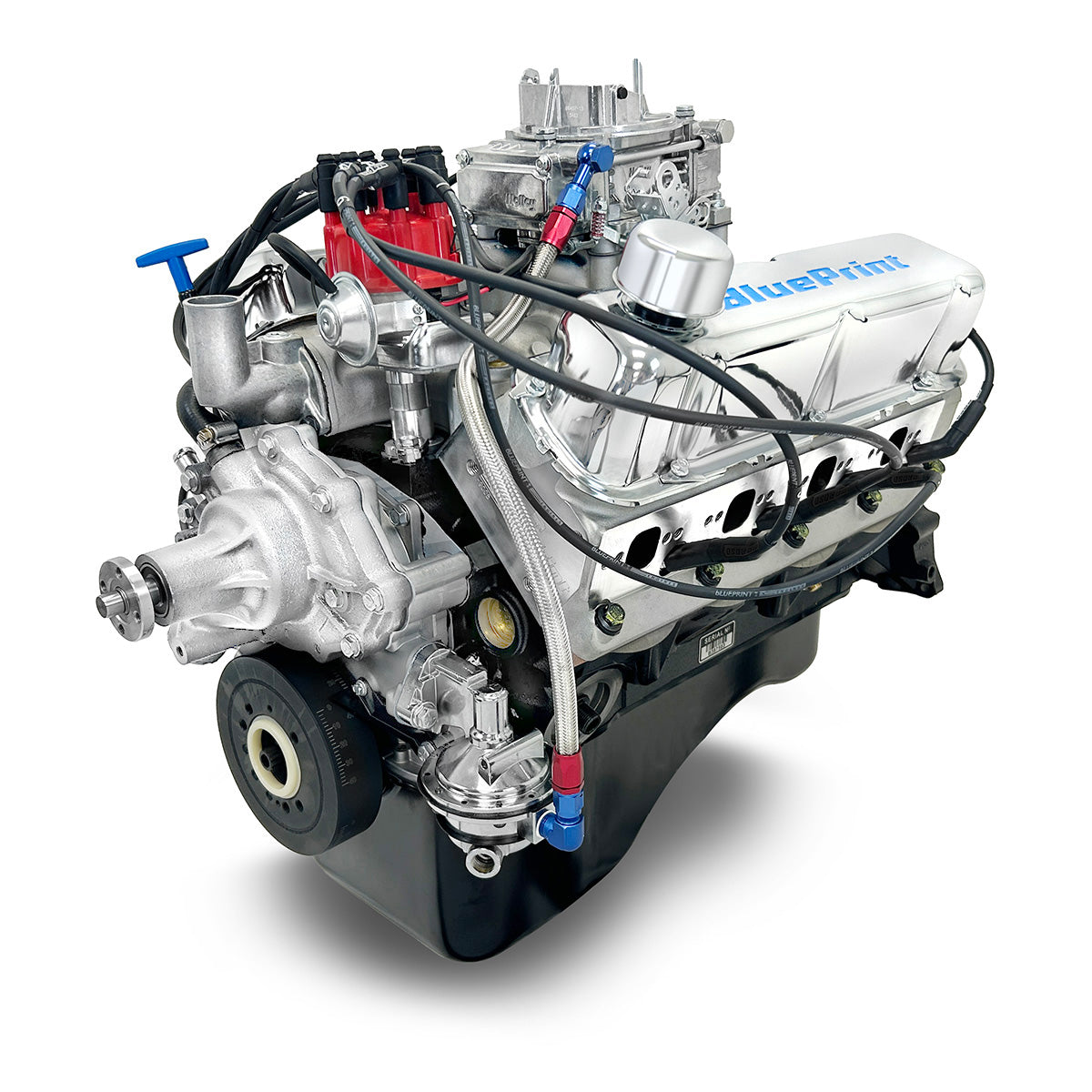 Blueprint Engines BP302CTCD - Cruiser 302, Carb, Deluxe Dressed Longblock, Front Sump Pan Blueprint Engines BP302CTCD - Cruiser 302, Carb, Deluxe Dressed Longblock, Front Sump Pan
