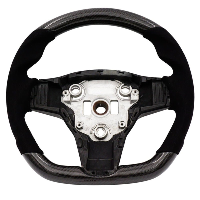 BLOX Racing BXSW-60010-R - Racing Tesla Model 3 and Y Carbon/Alcantara Steering Wheel Red Stitching