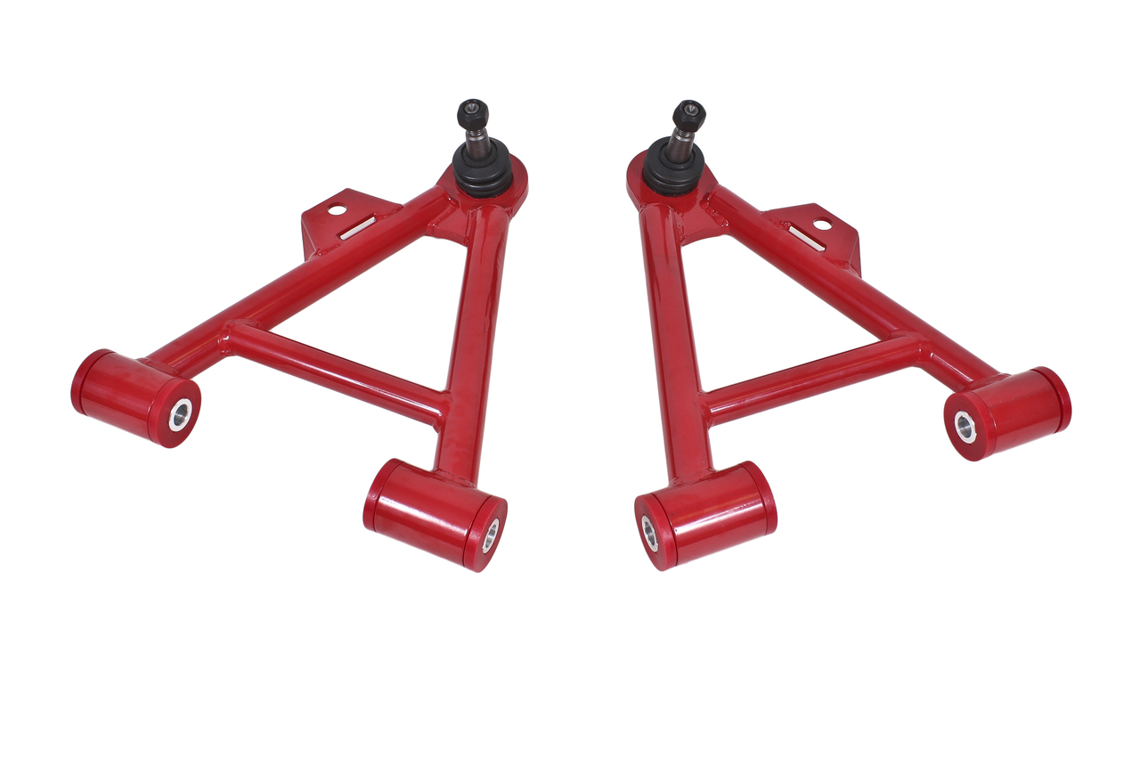 BMR AA038R - 79-93 Fox Mustang Lower Non-Adj. A-Arms (Coilover Only) w/ Tall Ball Joint (Poly) - Red