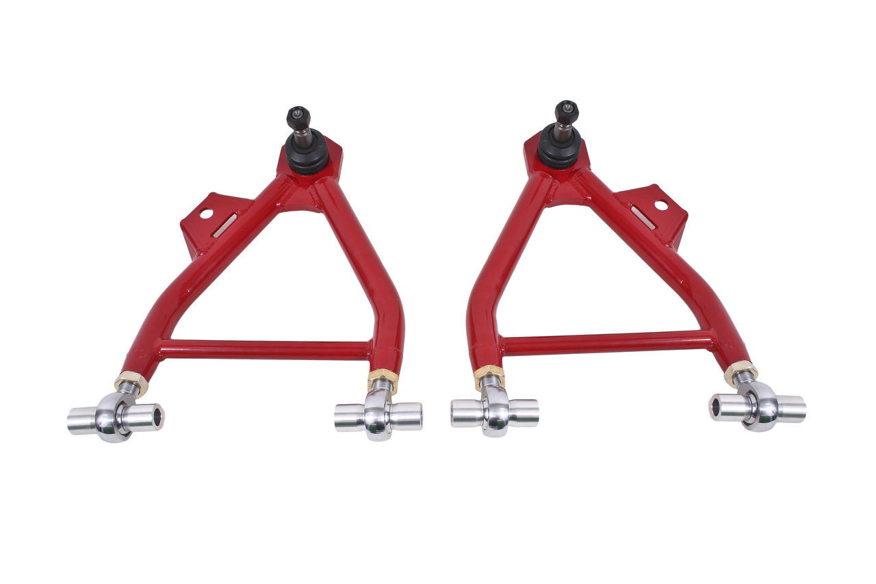 BMR AA045R - 94-04 Mustang Lower A-Arms (Coilover Only) w/ Adj. Rod End and Tall Ball Joint - Red