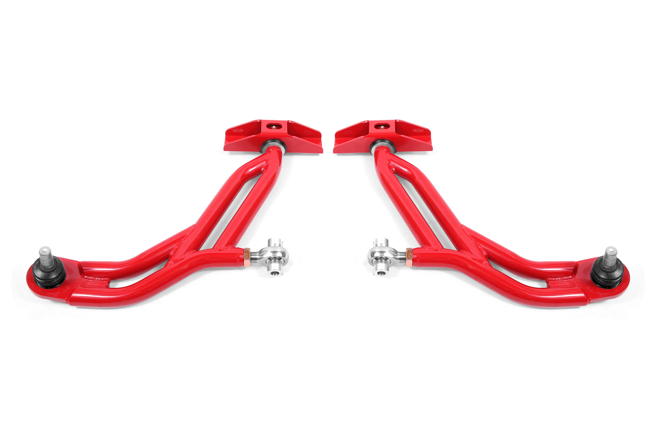 BMR AA751R - 10-14 Ford Mustang Adj. Lower A-Arms w/ Delrin/Rod End / 18mm Tall Ball Joint - Red