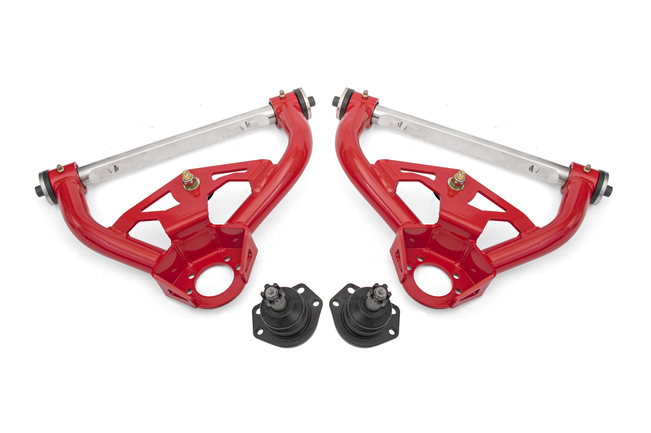 BMR AAU461R - 78-87 GM G-Body Non-Adjustable Upper A-Arms Delrin Std Ball Joint - Red