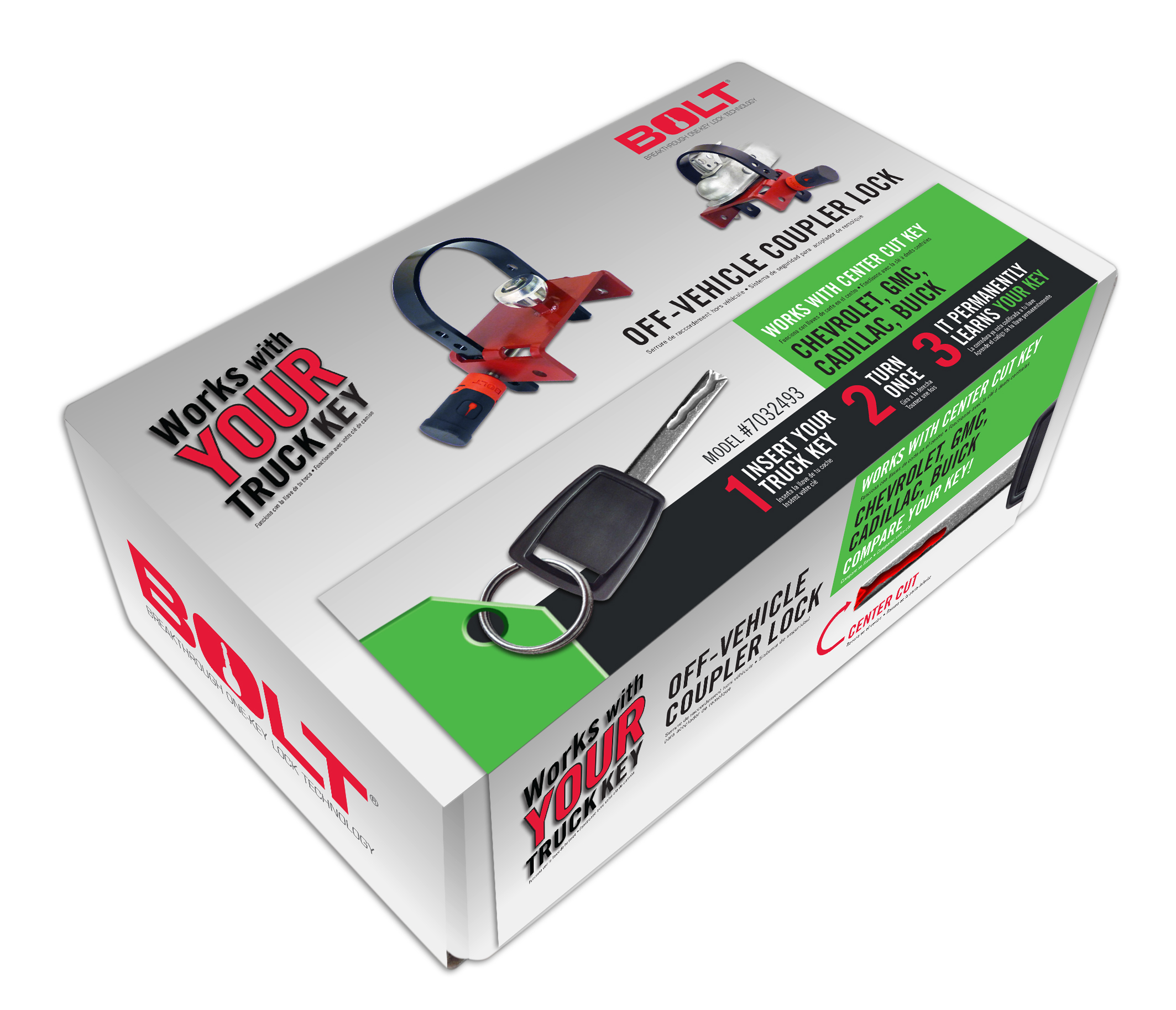 Bolt 7032493 - Off-Vehicle Coupler Lock GM center cut