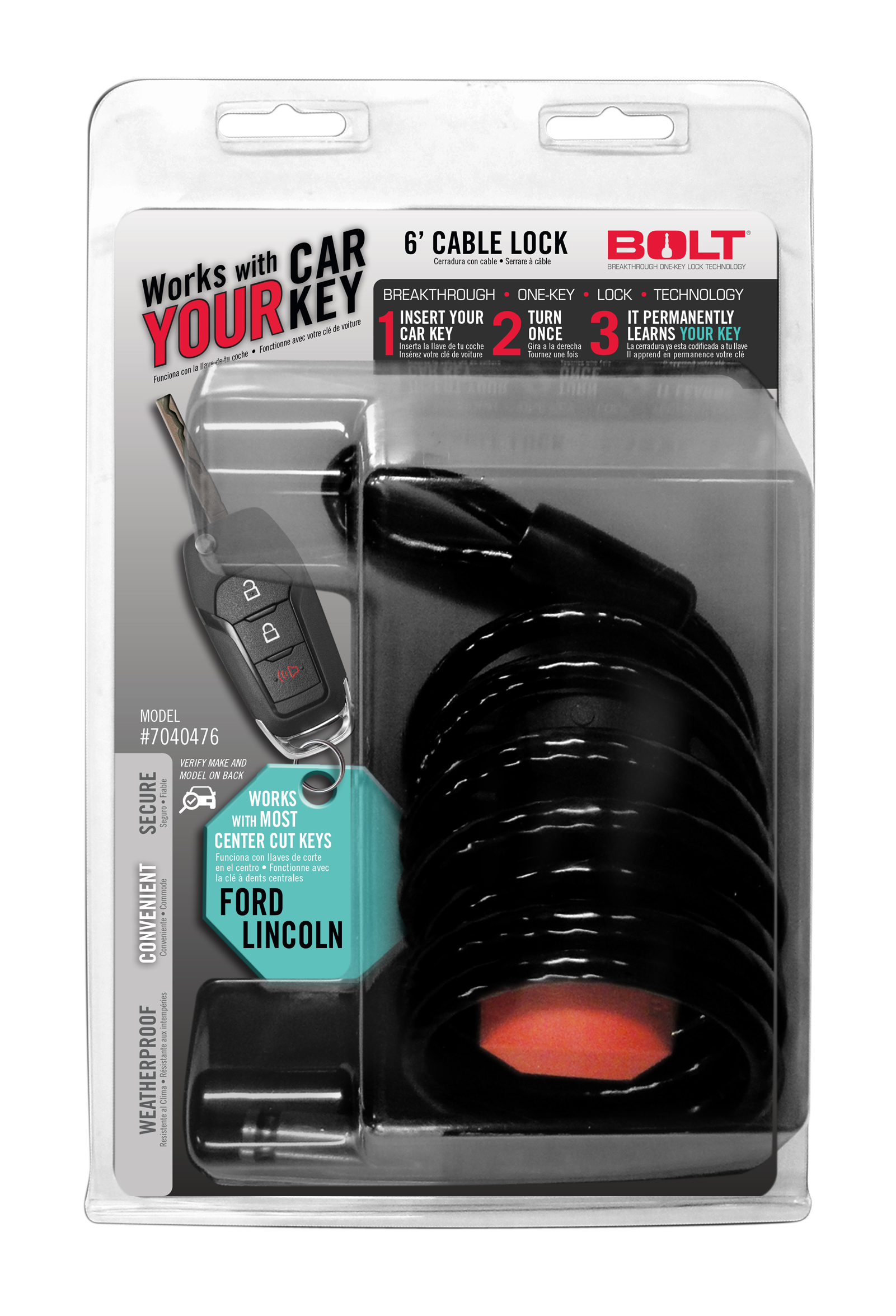 Bolt 7040476 - 6Ft. Cable Lock Ford Center Cut