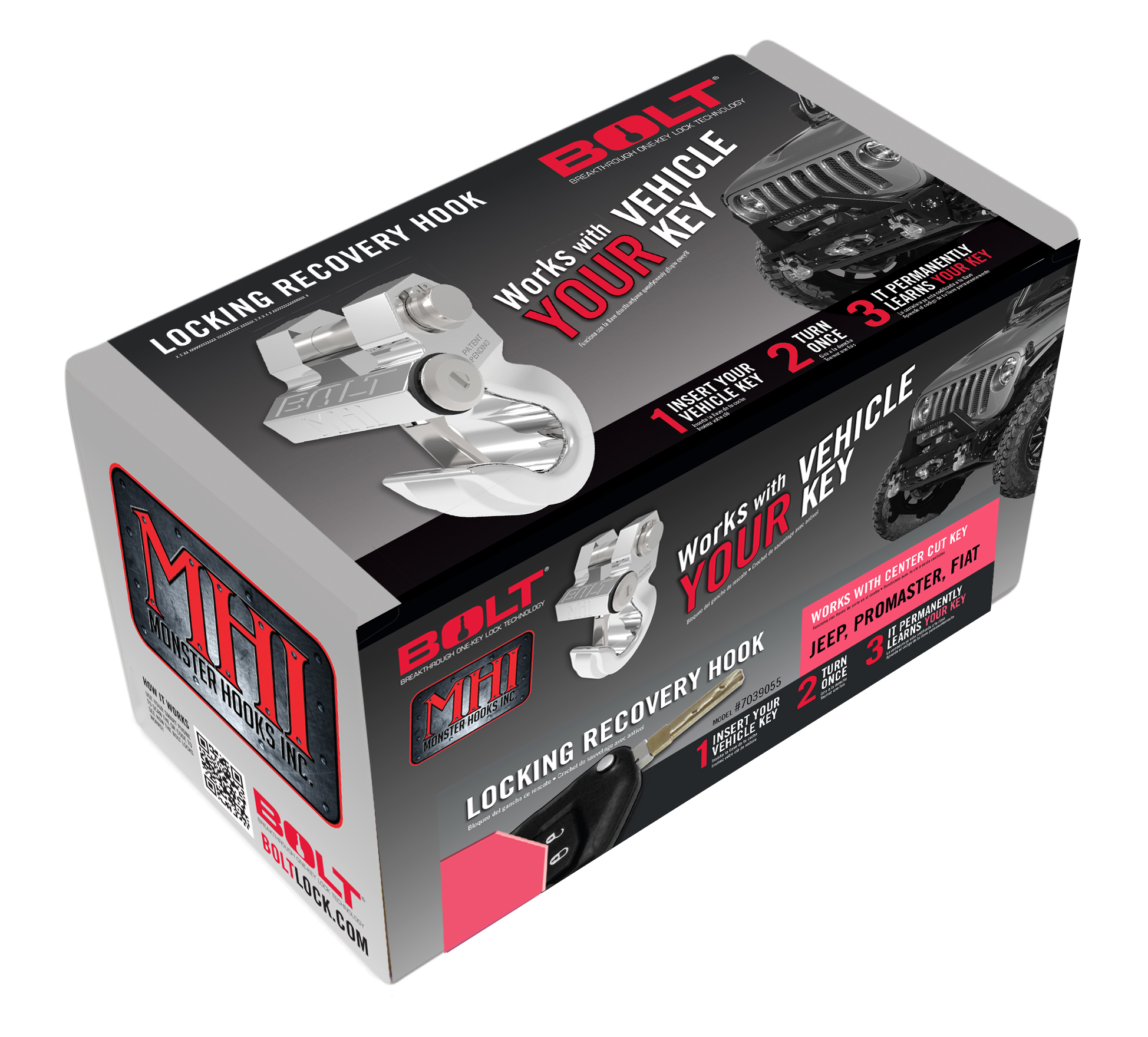 Bolt 7039055 - Jeep Center Cut Locking Recovery Hook