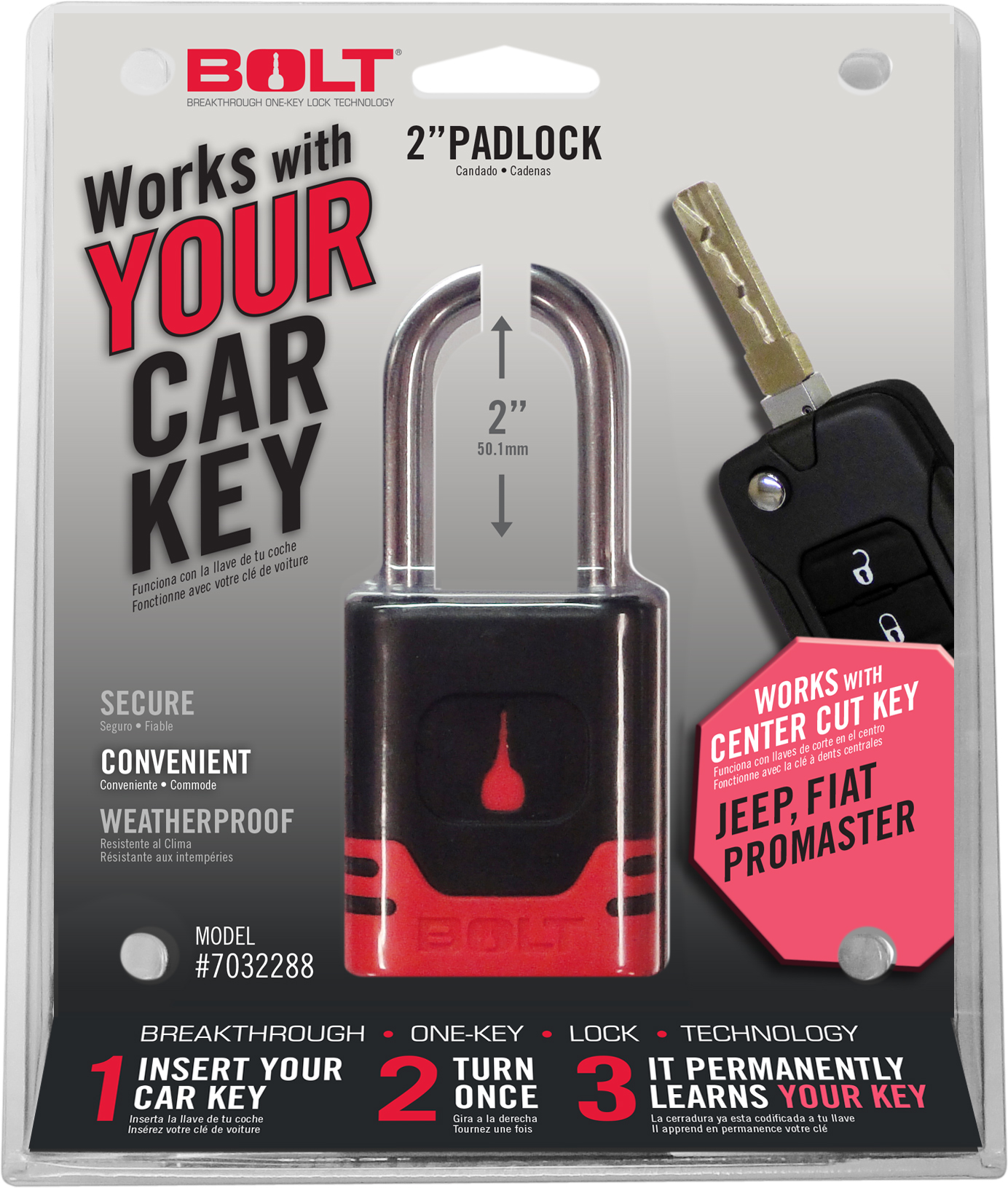 Bolt 7032288 - Padlock Jeep Center Cut