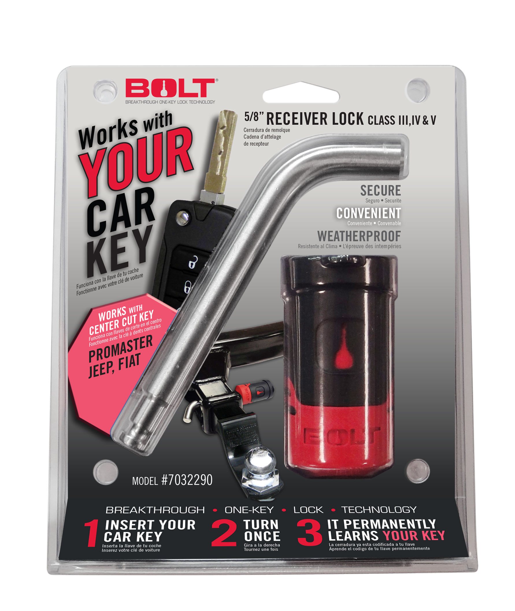 Bolt 7032290 - 5/8 In. Receiver Lock Jeep Center Cut Bolt 7032290 - 5/8 In. Receiver Lock Jeep Center Cut