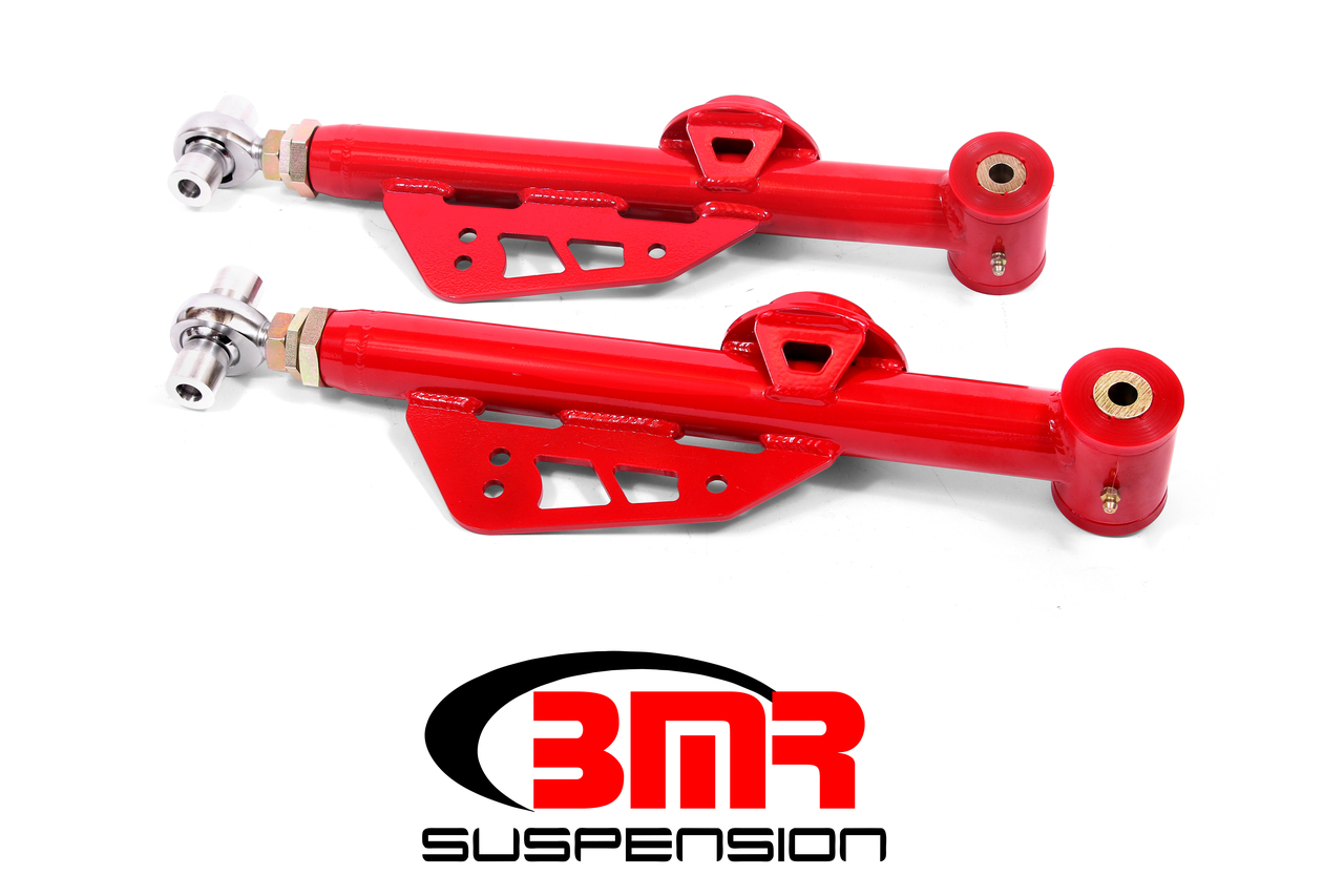 BMR TCA051R - 79-98 Fox Mustang On-Car Adj. Lower Control Arms / Rod End Combo (Polyurethane) - Red