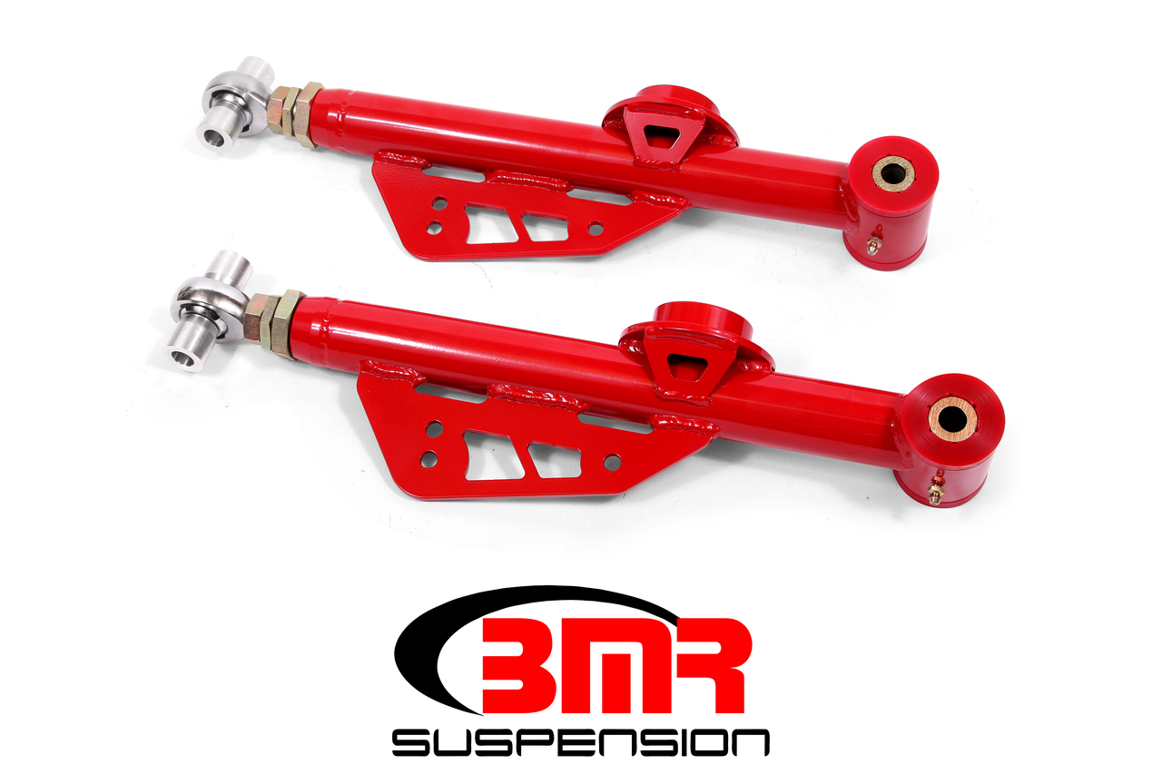 BMR TCA055R - 99-04 Mustang On-Car Adj. Lower Control Arms / Rod End Combo (Polyurethane) - Red