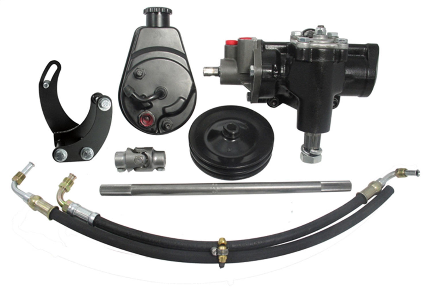 Borgeson 999014 -  Steering Conversion Kit - P/N:  - 1958-1964 Chevy complete power steering conversion kit. For cars with a SBC/SWP and a 3/4 in.-36 spline column