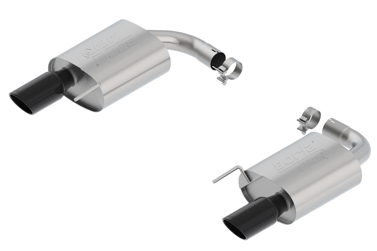 Borla 11895BC - Atak S Rear Section 15-17 Ford Mustang GT 5.0L V8 MT/AT 2.5in pipe 4in tip (Black Chrome)