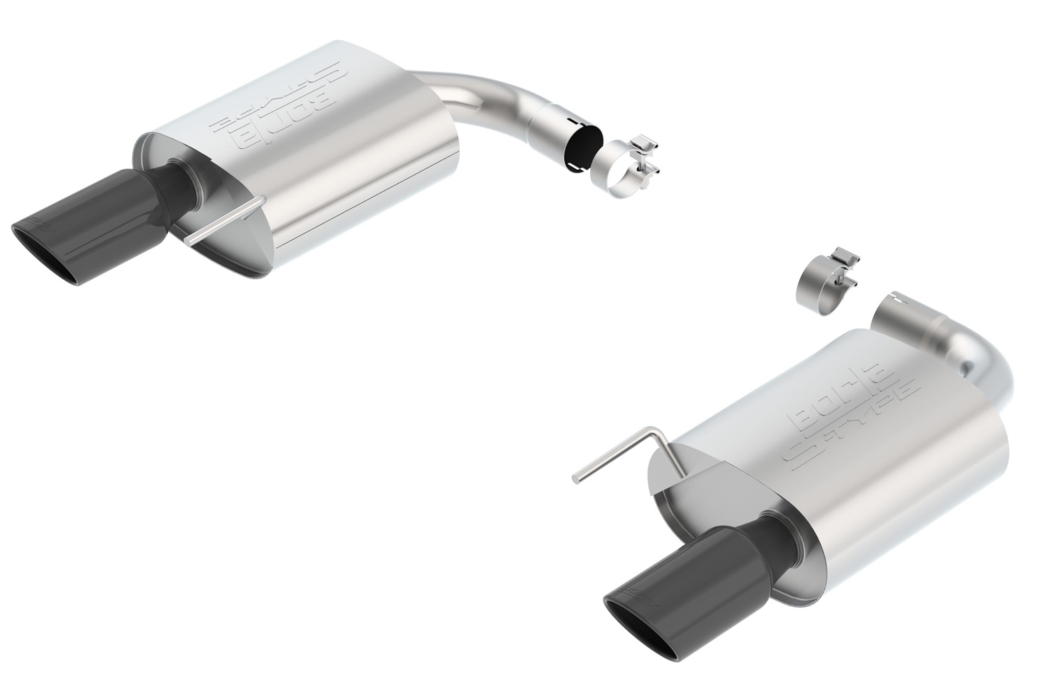 Borla 11887BC - S-Type Rear Section 15-17 Ford Mustang GT 5.0L V8 MT/AT 2.5in pipe 4in tip (Black Chrome)