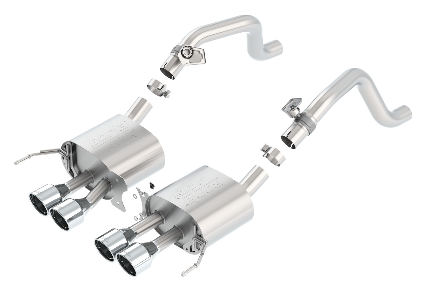 Borla 11863 - 2014 Chevy Corvette C7 w/ AFM w/o NPP Atak Rear Section Exhuast Quad Rd Rl IC Tips