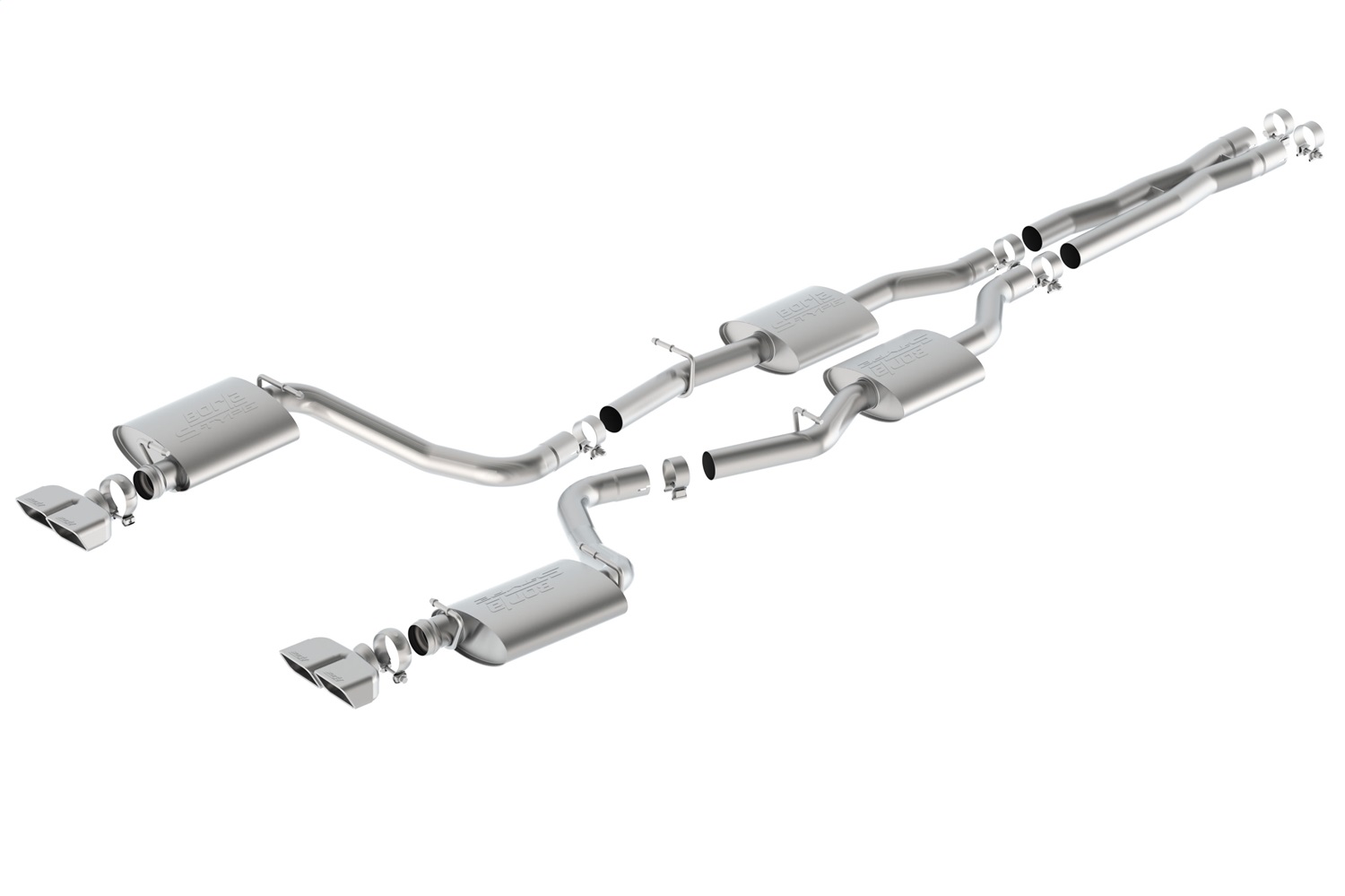 Borla 140627 - 15-16 Dodge Challenger R/T 5.7L Dual Rectangle Angle Cut Dual Split Rear Exit S-Type Exhaust