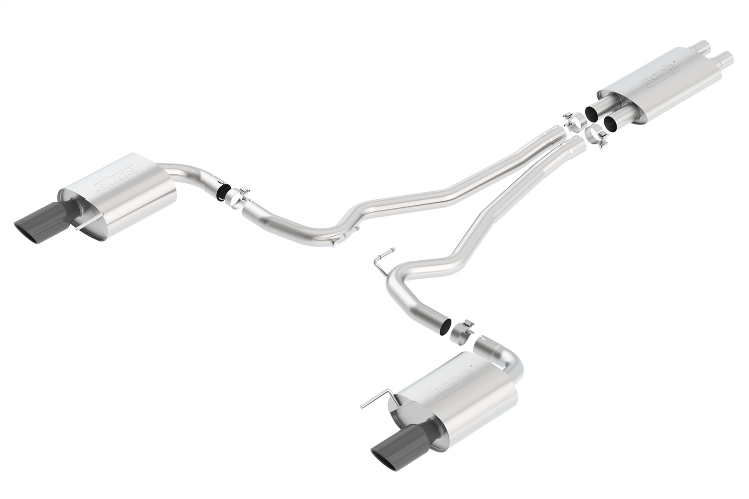Borla 140589BC - Touring Cat-Back 15 Ford Mustang GT 5.0L V8 MT/AT 2.5in pipe Black 4in tip