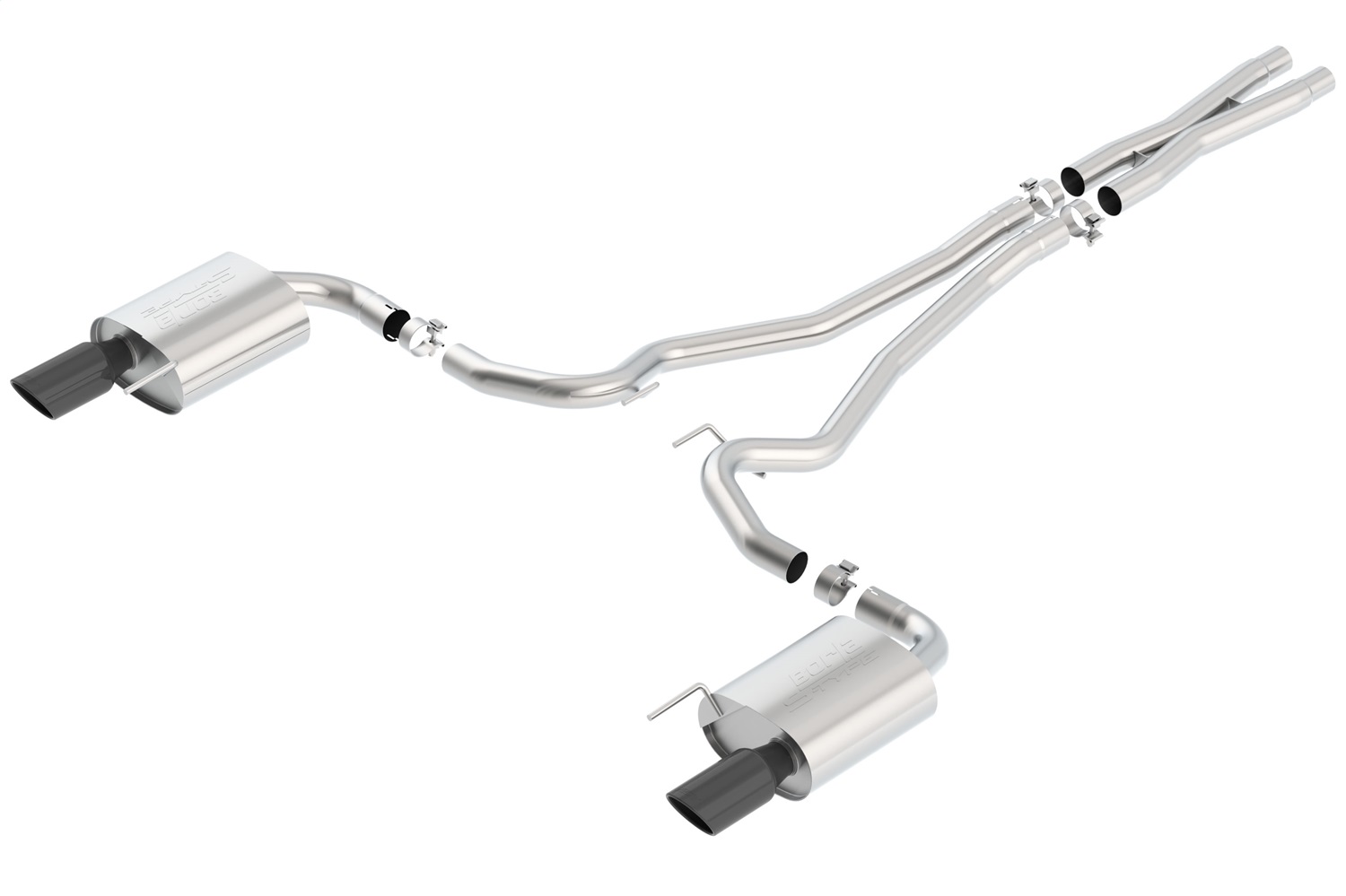 Borla 140590BC - S-Type Cat-Back 15-17 Ford Mustang GT 5.0L V8 MT/AT 2.5in pipe 4in tip (Black Chrome)