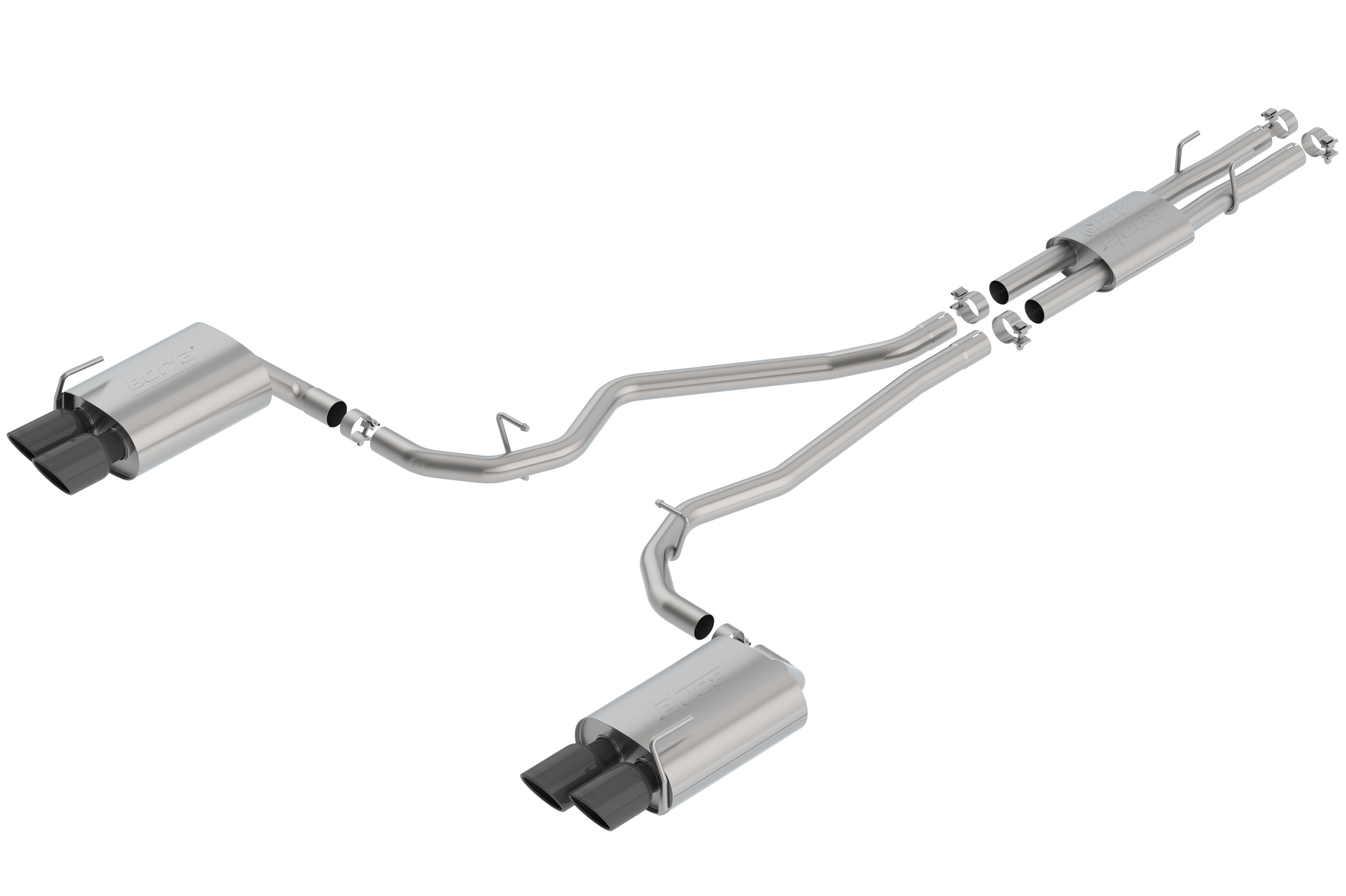 Borla 140821BC - 2020 Ford Explorer ST 3.0L V6 2.25in ATAK Exhaust - Black Chrome Tips