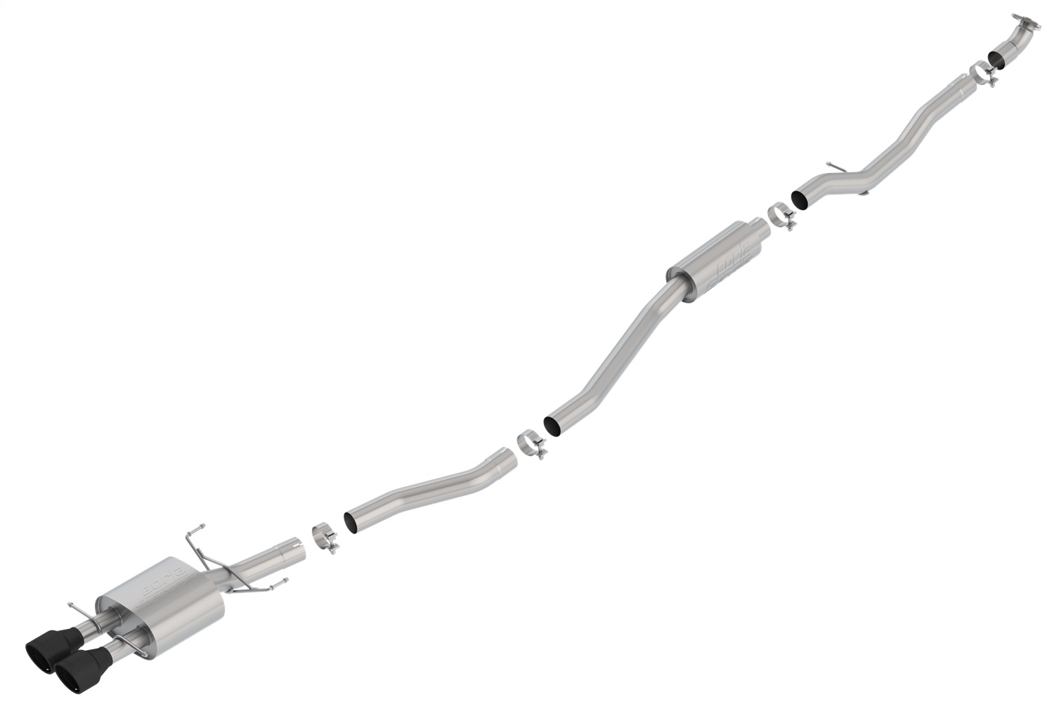 Borla 140803CB - 17-19 Honda Civic SI Sedan 1.5L Turbo MT FWD 4DR Catback S-TYPE w/ Ceramic Black Tips