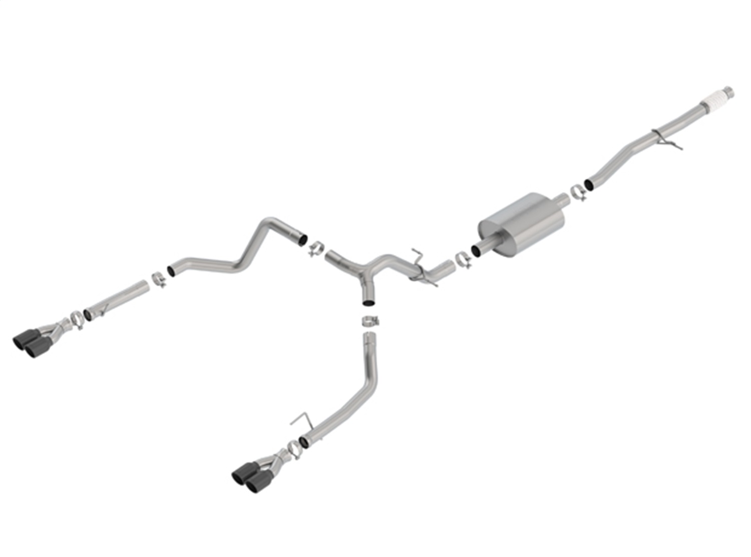 Borla 140770BC - 2019 Chevy Silverado 1500 5.3L V8 CC SB 147.4in WB S-Type Cat-Back w/ Quad BC Round Tips