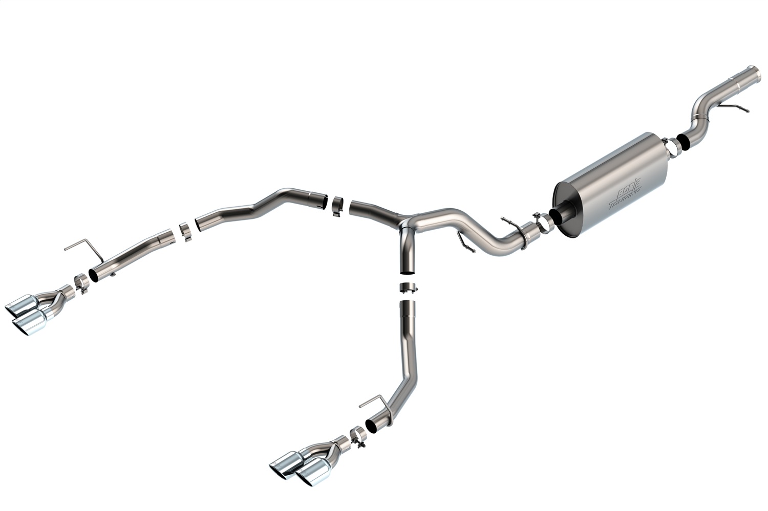 Borla 140858 - 21-22 Chevrolet Tahoe 6.2L V8 2/4WD 4DR Brushed T-304 Stainless Steel Touring Cat-Back Exhaust