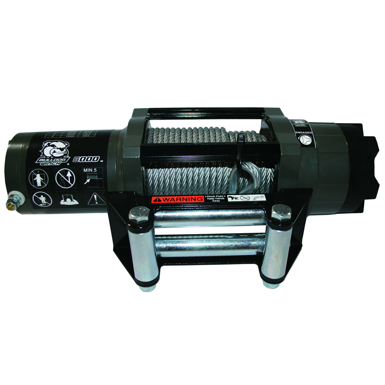 Bulldog Winch 15022 - 6,000 LB Powersports Winch 50 Ft Wire Rope Roller Fairlead