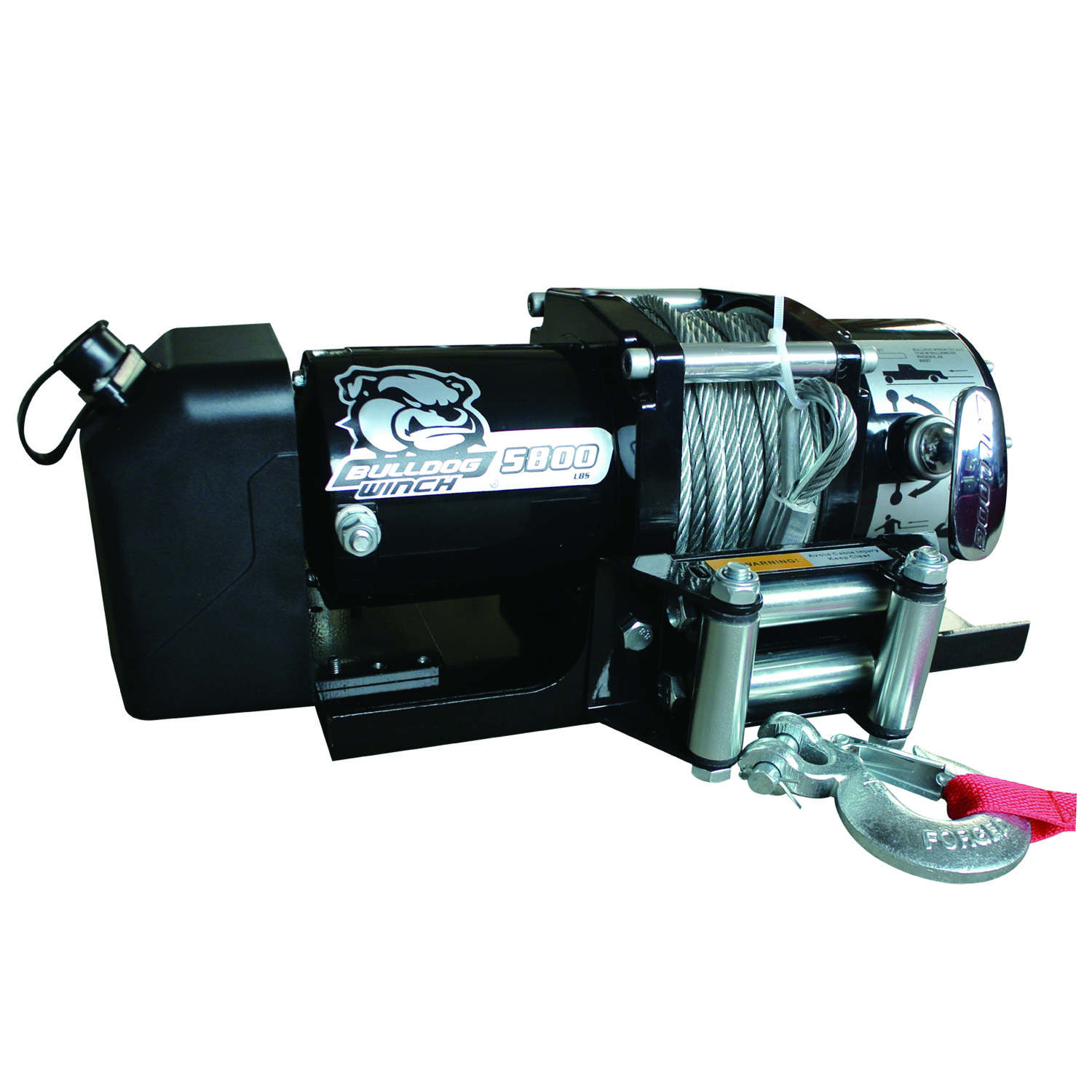 Bulldog Winch 10029 - 5,800 LB Trailer Winch 55 Ft Wire Rope Roller Fairlead Mount Plate Low Profile