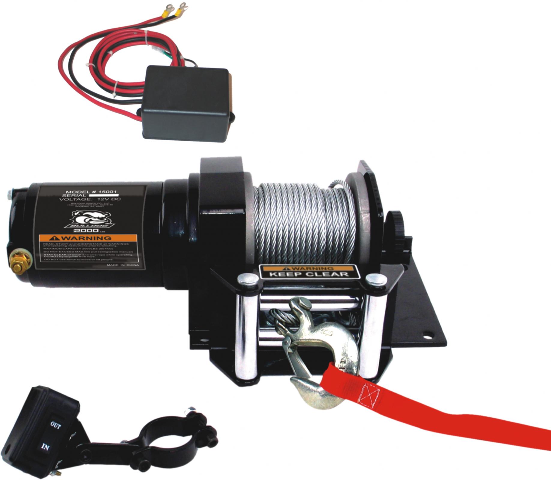 Bulldog Winch 15001 - 2,000 LB ATV Winch 50 Ft Wire Rope W/Mini Rocker Switch Mounting Channel Roller Fairlead Bulldog Winch 15001 - 2,000 LB ATV Winch 50 Ft Wire Rope W/Mini Rocker Switch Mounting Channel Roller Fairlead