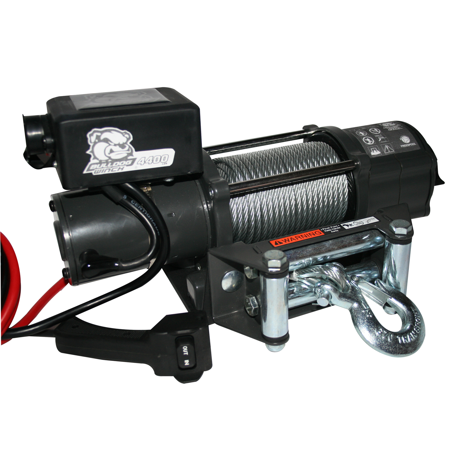 Bulldog Winch 15019 - 4,400 LB Trailer/Utility Winch 55 Ft Wire Rope Roller Fairlead Mount Plate