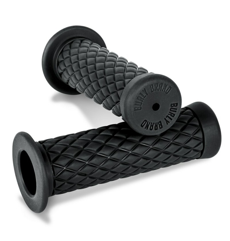 Burly Brand B16-1005 - Rubber Diamondback Grips 1in - Black