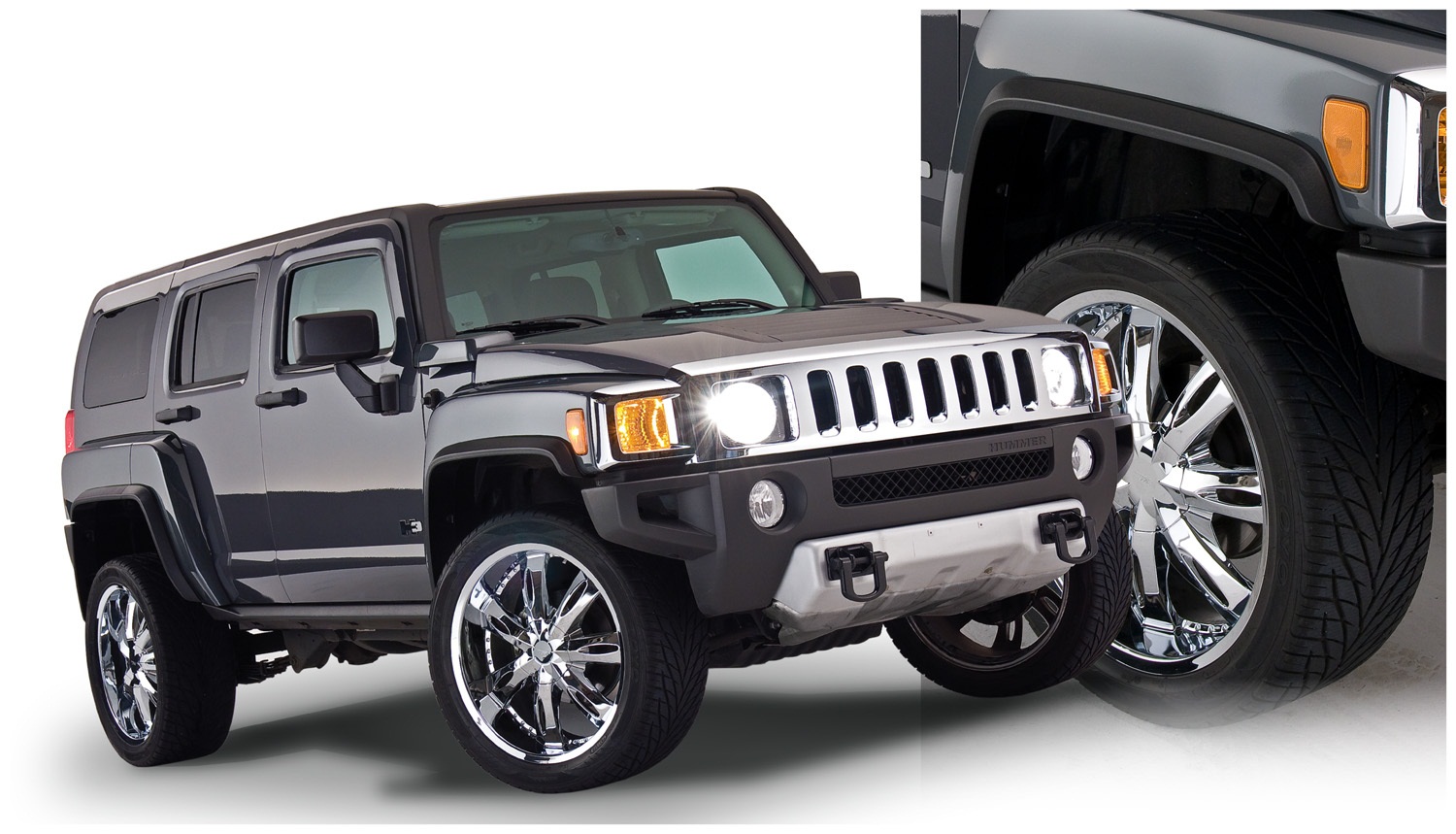 Bushwacker 150900-02 - 06-10 Hummer H3 OE Style Flares 4pc - Black