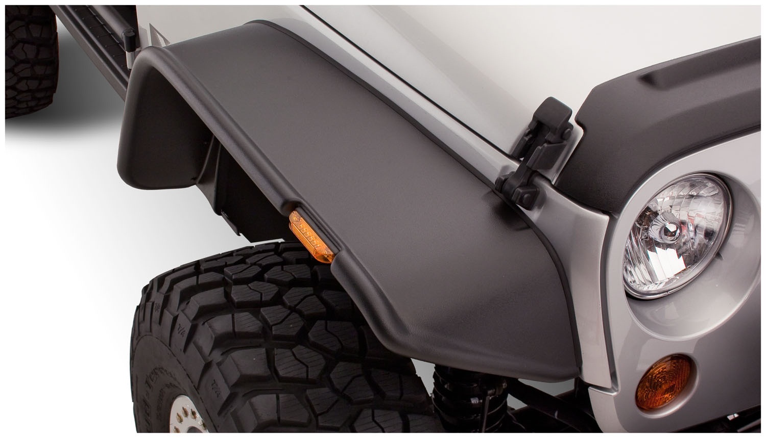 Bushwacker 10053-07 - 07-18 Jeep Wrangler Flat Style Flares 2pc - Black