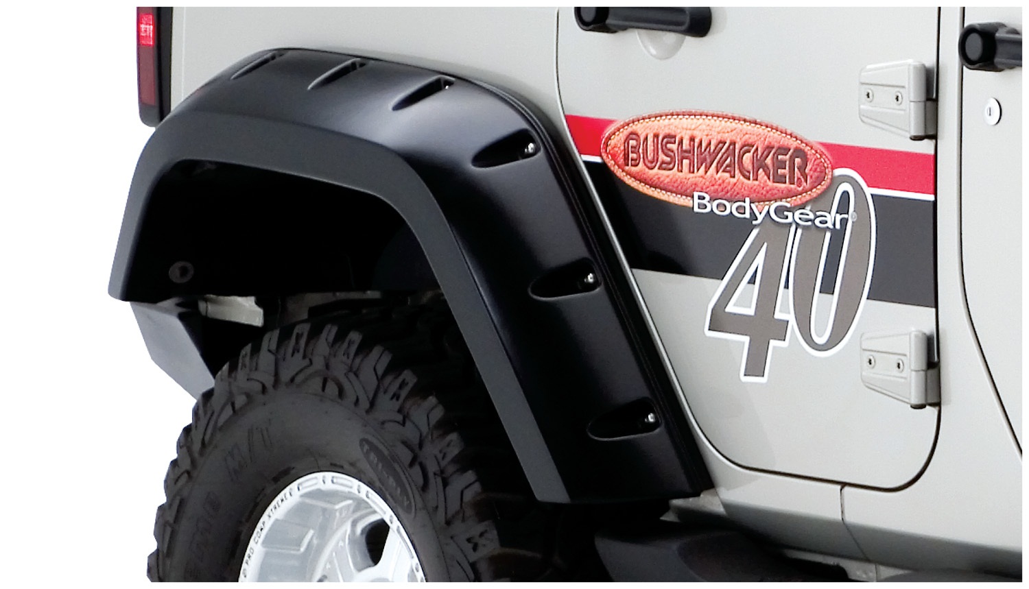 Bushwacker 10044-02 - Black Max Coverage Pocket/Rivet Style Smooth Finish Rear Fender Flares with Extended Coverage for 2007-2018 Jeep Wrangler JK Unlimited 4-Door Bushwacker 10044-02 - Black Max Coverage Pocket/Rivet Style Smooth Finish Rear Fender Flares with Extended Coverage for 2007-2018 Jeep Wrangler JK Unlimited 4-Door