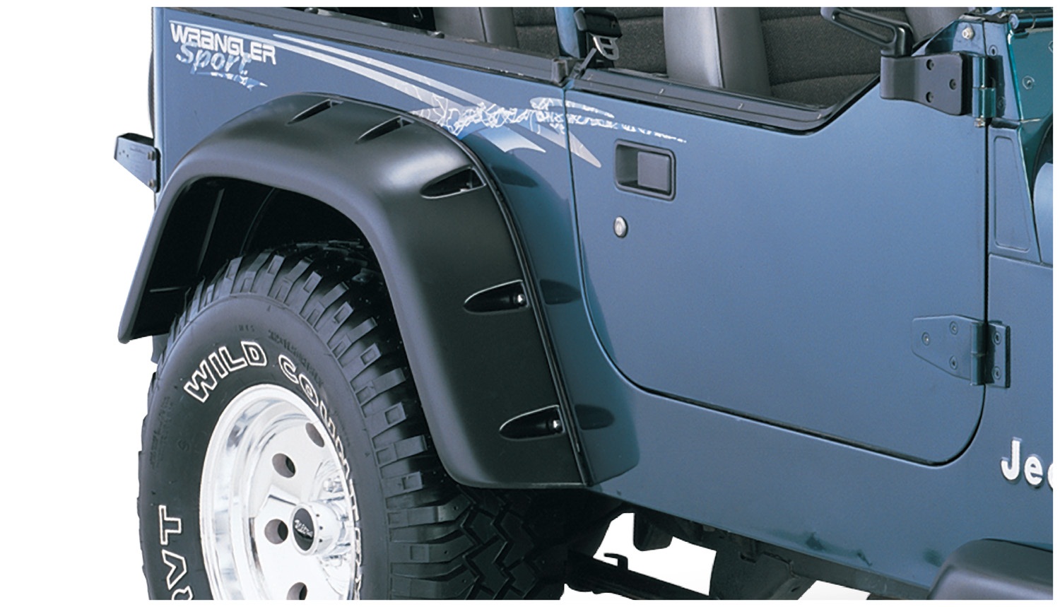 Bushwacker 10058-07 - 87-95 Jeep Wrangler Cutout Style Flares 2pc Cutting Optional Not Renegade - Black