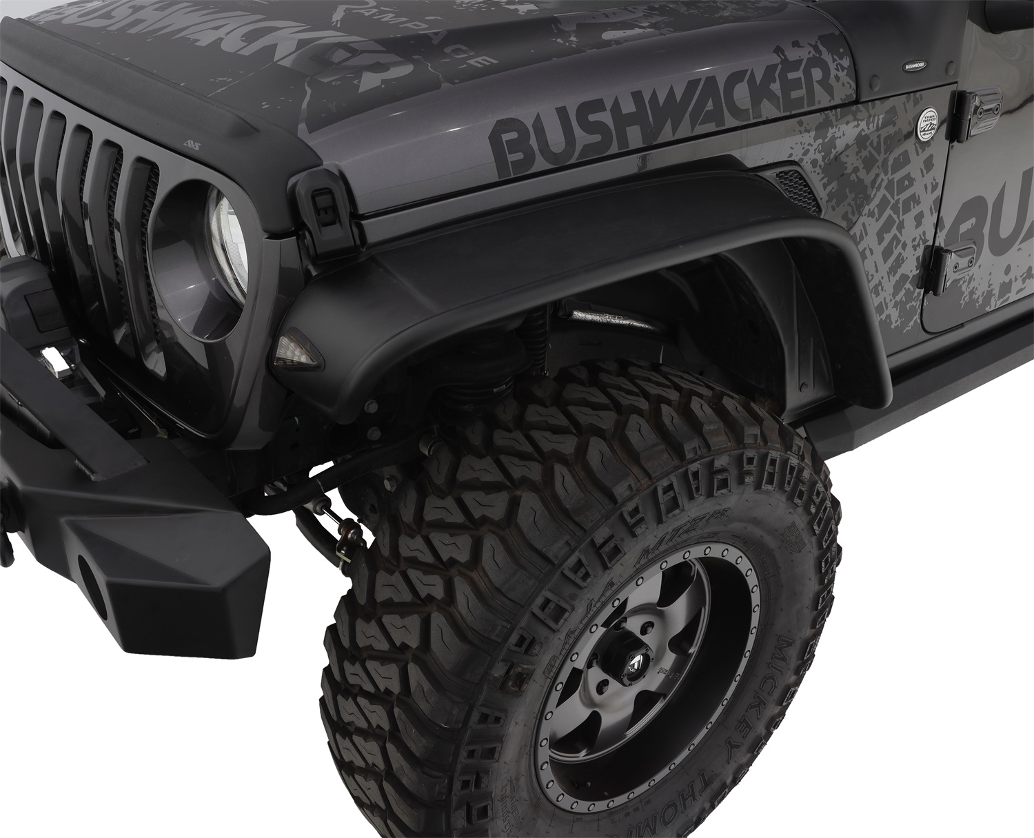 Bushwacker 10101-07 - 18-22 Jeep Wrangler JL 2/4 Door Front Flat Style Flares 2pc - Black