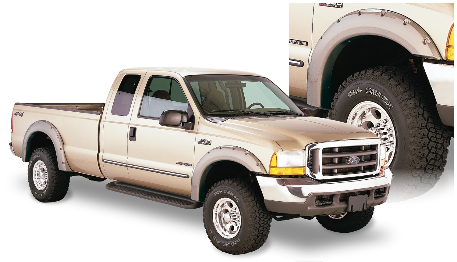 Bushwacker 20914-02 - 99-07 Ford F-250 Super Duty Styleside Pocket Style Flares 4pc 81.0/96.0in Bed - Black