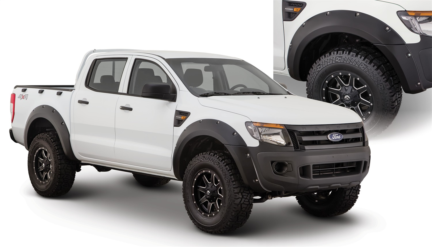 Bushwacker 20934-02 - 11-15 Ford Ranger T6 Pocket Style Flares 4pc - Black