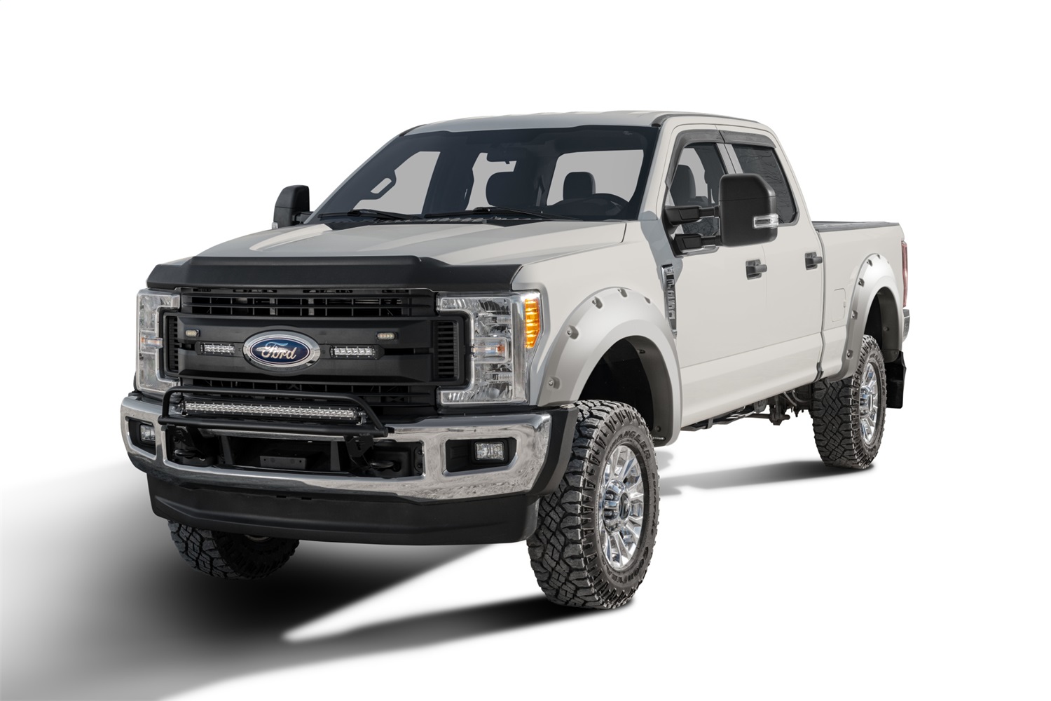 Bushwacker 20942-52 - Pocket/Rivet Style Color Matched Ingot Silver 4-Piece Fender Flare Set for 2017-2022 Ford F-250/F-350 Super Duty