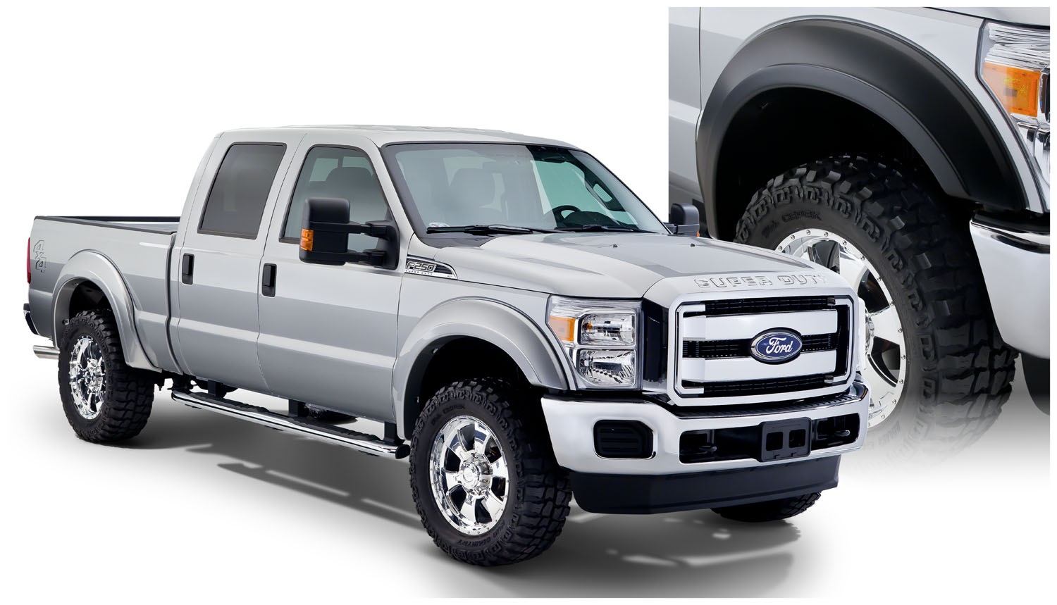 Bushwacker 20932-02 - 11-16 Ford F-350 Super Duty Styleside Extend-A-Fender Style Flares 4pc - Black