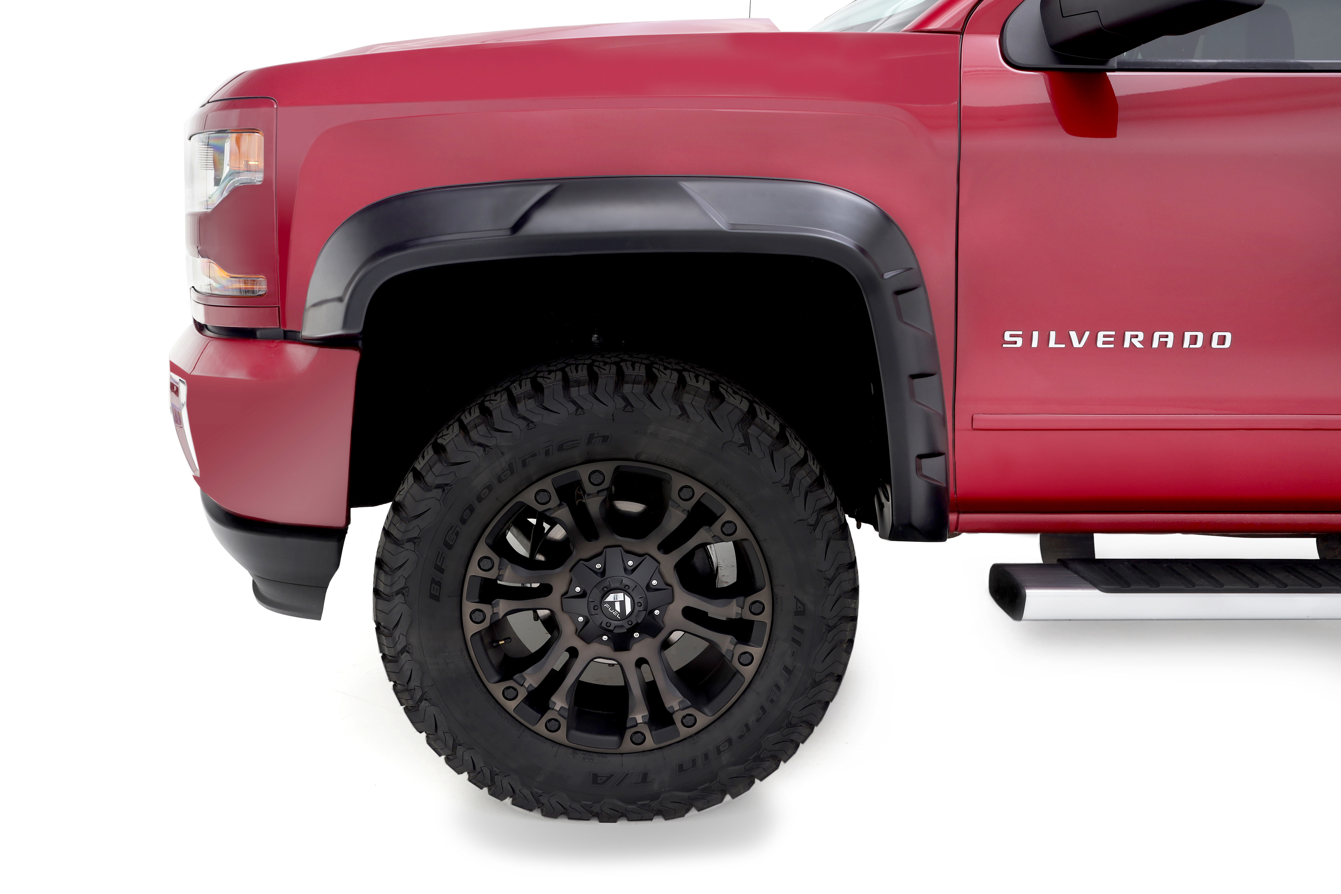 Bushwacker 40159-02 - DRT Style Fender Flares; Front for 2014-2018 Chevrolet Silverado 1500, 2015-2019 Chevrolet Silverado 2500 HD/3500 HD