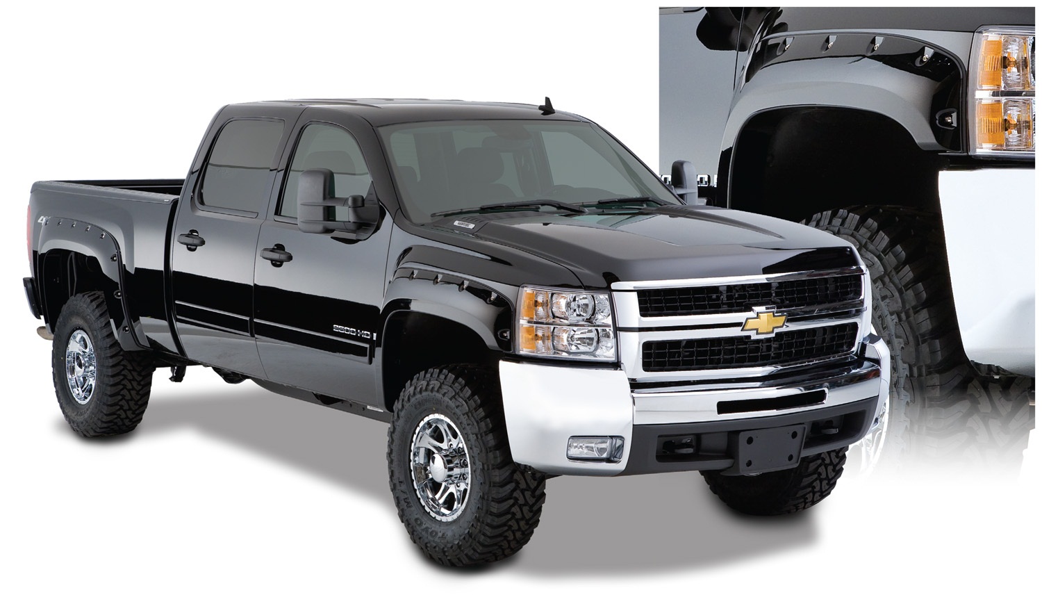 Bushwacker 40942-02 - 07-13 Chevy Silverado 1500 Fleetside Pocket Style Flares 4pc 69.3in Bed - Black Bushwacker 40942-02 - 07-13 Chevy Silverado 1500 Fleetside Pocket Style Flares 4pc 69.3in Bed - Black