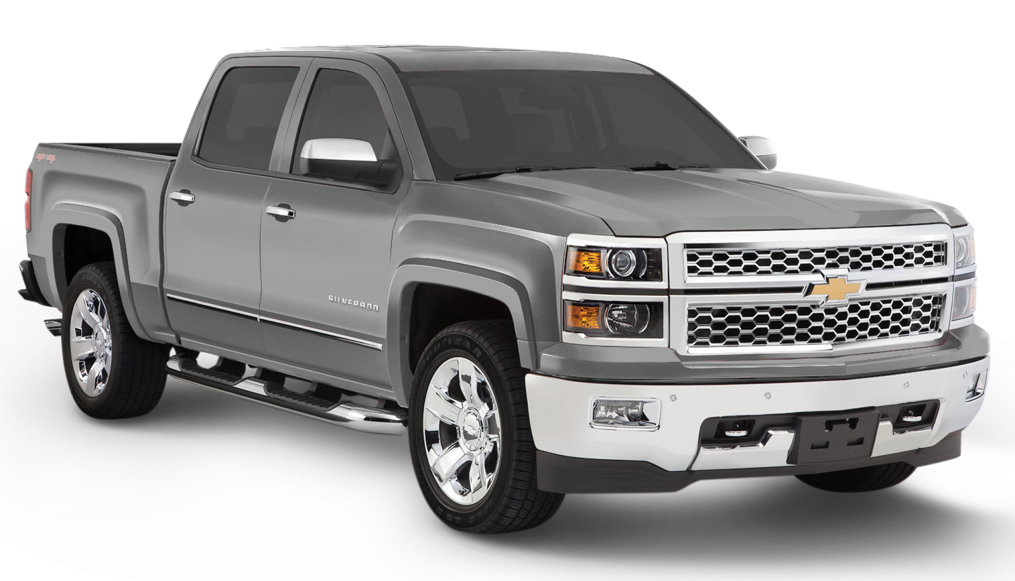 Bushwacker 40956-54 - OE Style Color Matched Silver Ice Metallic 4-Piece Fender Flare Set for 2016-2018 Chevrolet Silverado 1500, 2017-2019 Chevrolet Silverado 2500 HD/3500 HD (Excludes Dually) Bushwacker 40956-54 - OE Style Color Matched Silver Ice Metallic 4-Piece Fender Flare Set for 2016-2018 Chevrolet Silverado 1500, 2017-2019 Chevrolet Silverado 2500 HD/3500 HD (Excludes Dually)