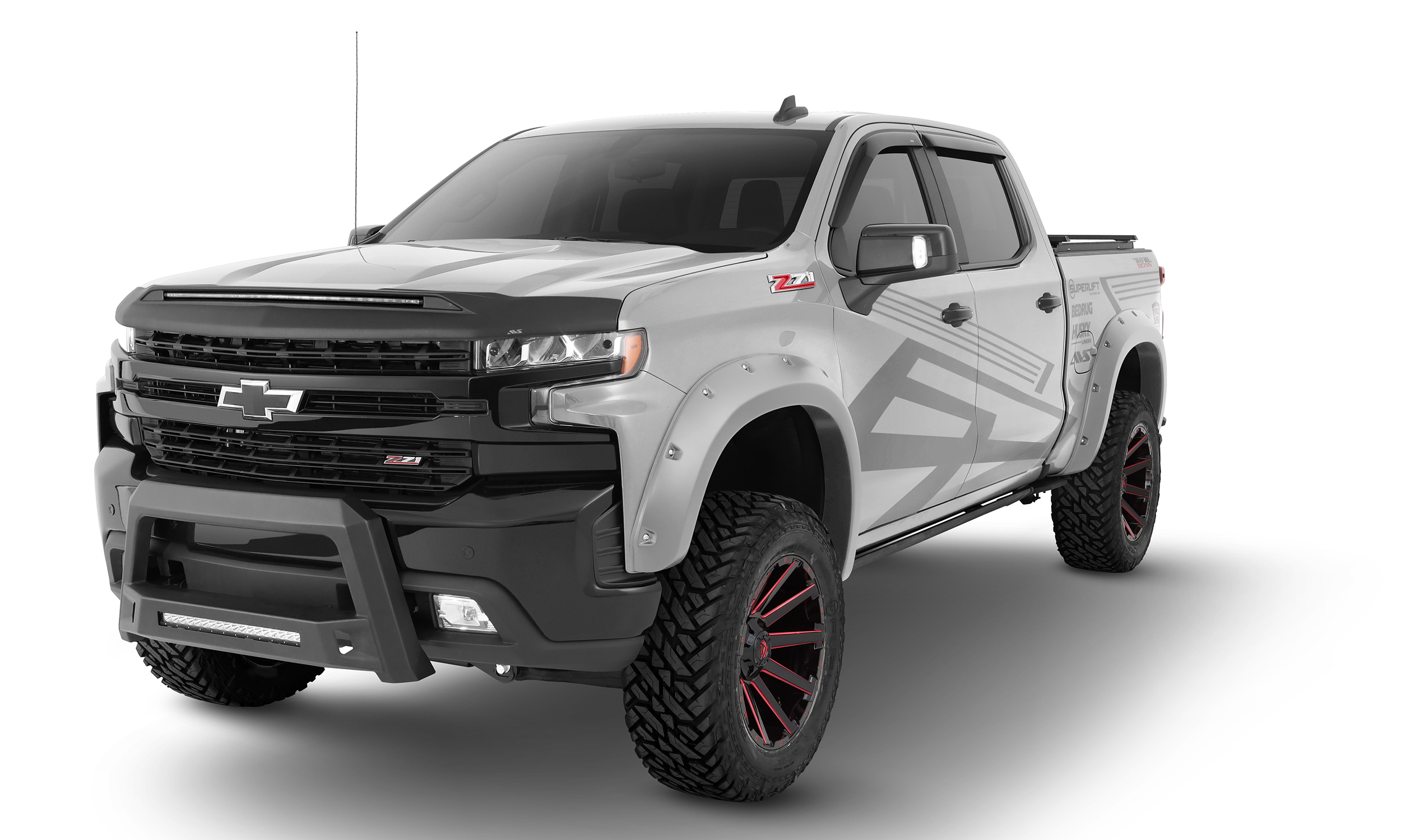 Bushwacker 40927-54 - 20-21 Chevrolet Silverado 1500 Pocket Style Flares 4pc - Silver Ice Metallic