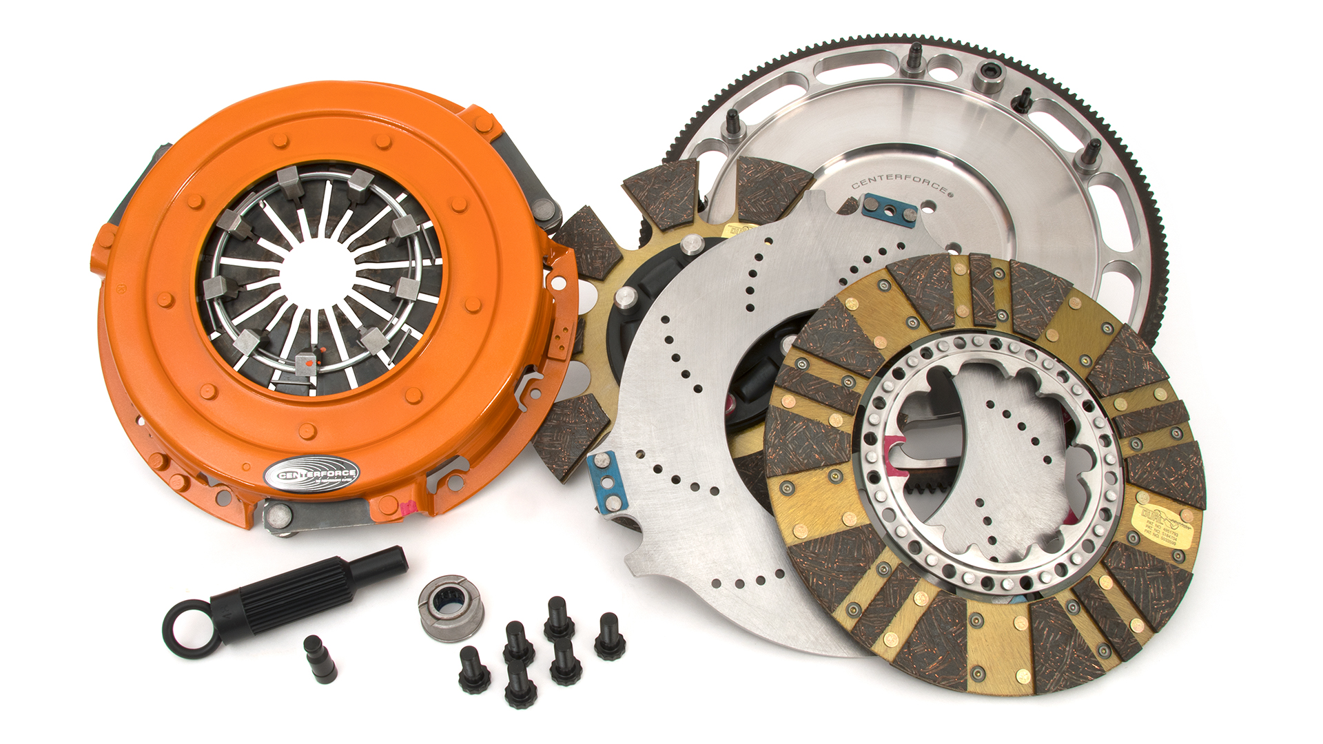 Centerforce 413114810 - DYAD ? DS 10.4, Multi-Disc Clutch and Flywheel Kit, 45.95 lbs, 164 Tooth Gear, 0 in/oz Internally Balanced, 6 Bolt Crank, 1300 ft/lbs Capacity, 10.4in Dia., 26-Spline, Fits Ford Mustang GT 4.6L