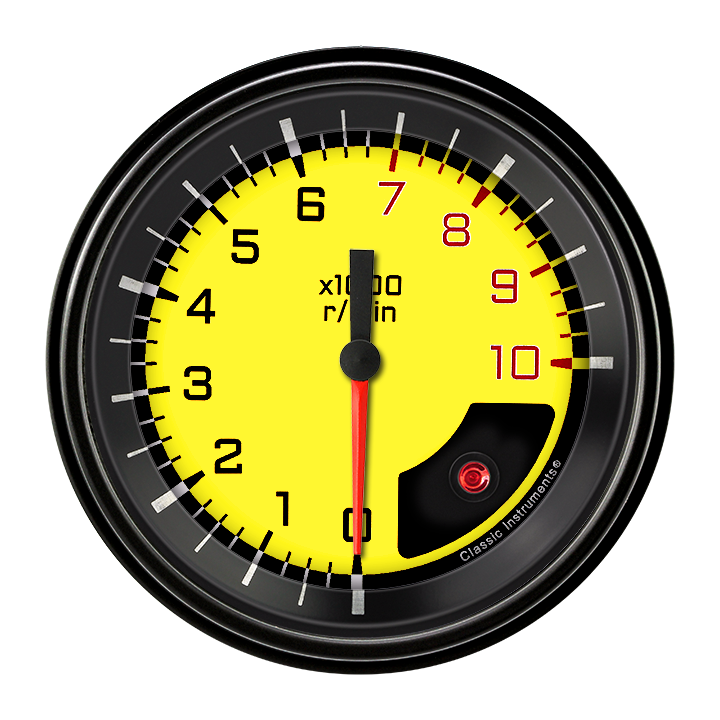 Classic Instruments AX10YBLF - AutoCross Yellow 3 3/8" Tachometer