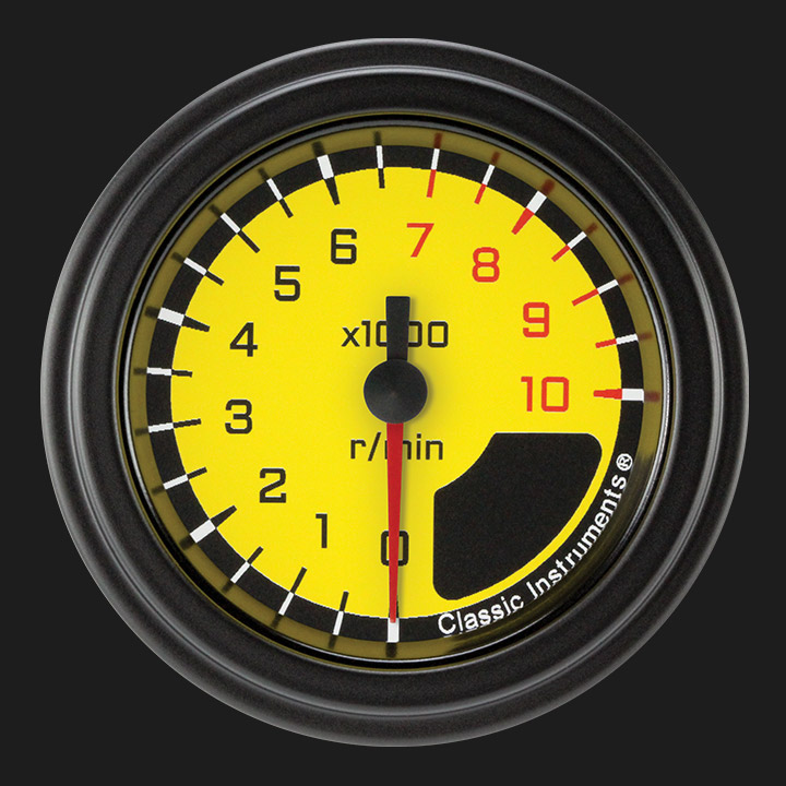 Classic Instruments AX183YBLF - AutoCross Yellow 2 1/8" Tachometer