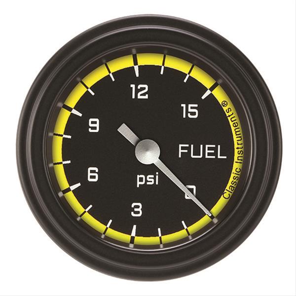 Classic Instruments AX145YBLF - Autocross Yellow 2 1/8" Fuel Pressure Gauge, 15 psi Classic Instruments AX145YBLF - Autocross Yellow 2 1/8" Fuel Pressure Gauge, 15 psi