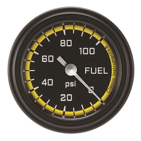 Classic Instruments AX146YBLF - Autocross Yellow 2 1/8" Fuel Pressure Gauge, 100 psi